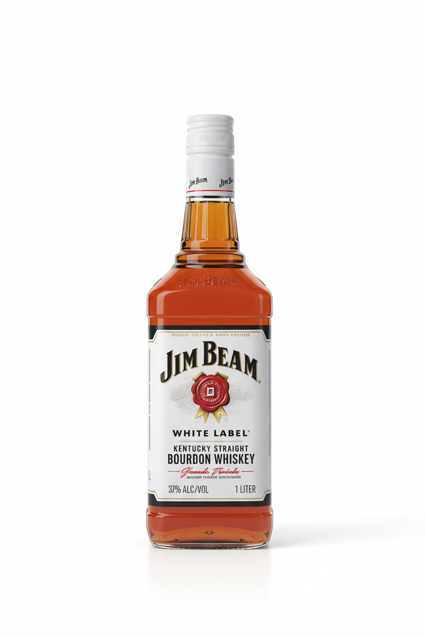 Jim Beam White Label Bourbon 37% 1L bottle